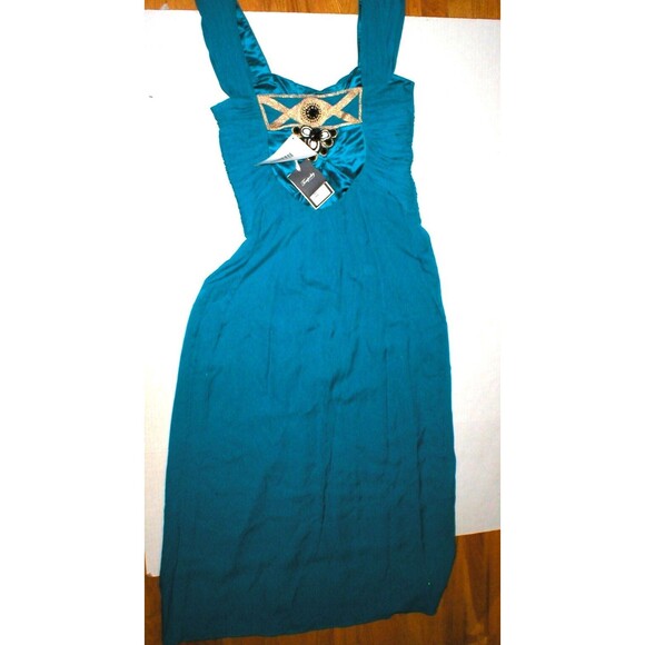 New NWT Ocean Blue Temperley London Dress Womens 12 Evening Gown Jewels Silk Emb - Picture 10 of 12